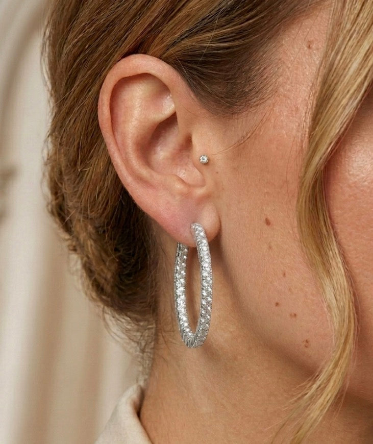 Inside-Out Oval Shape 1.40- inch 5.46 ct.Hoop Earrings