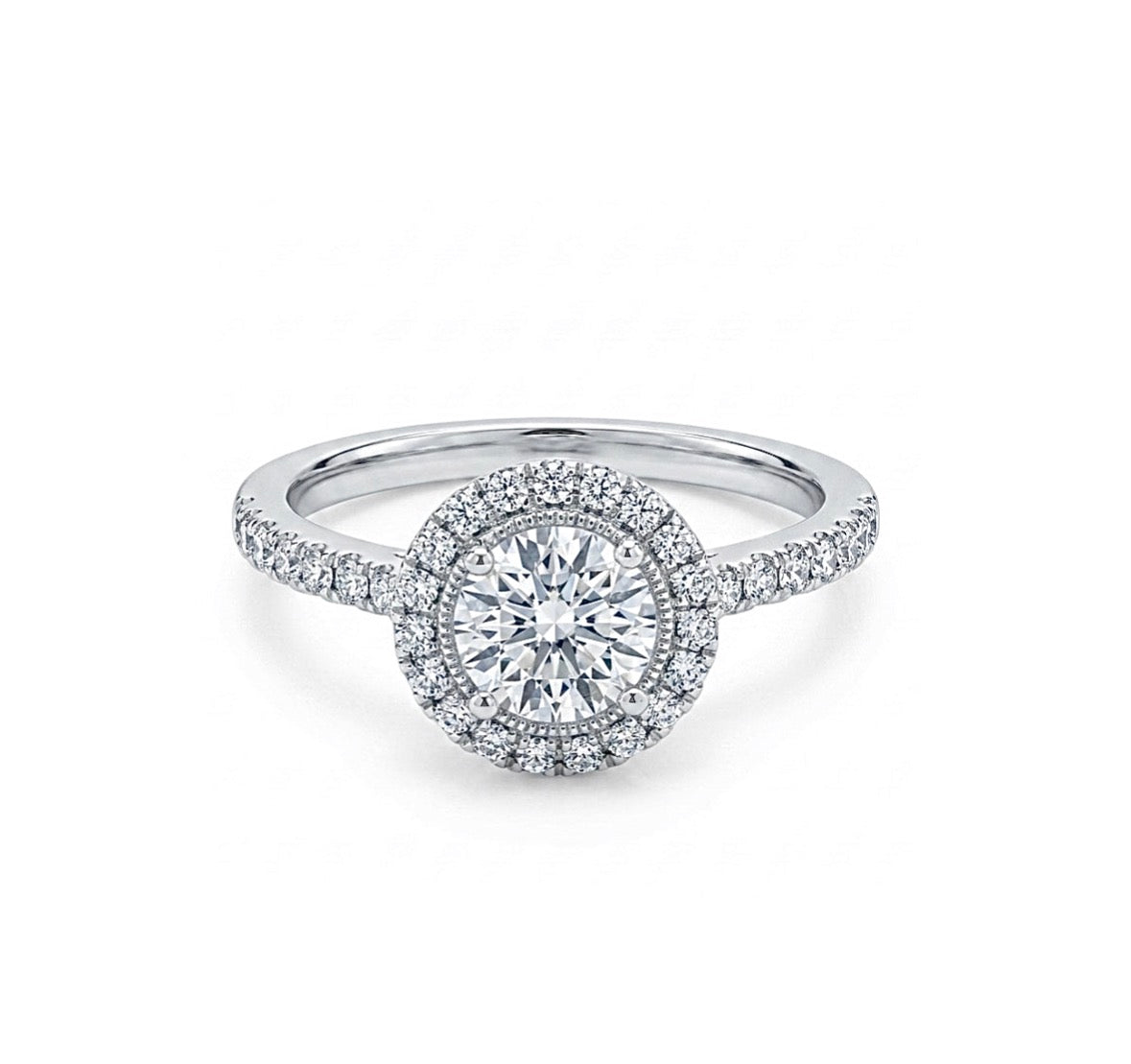 Sterling Silver Double Halo Round cut Ring