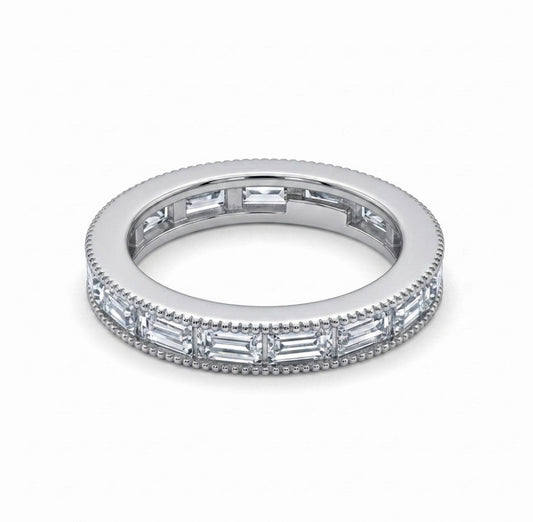 Sterling Silver Baguette-cut Stone Eternity Ladies Band