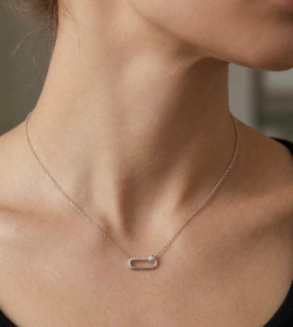 Sterling Silver  Paperclip Necklace