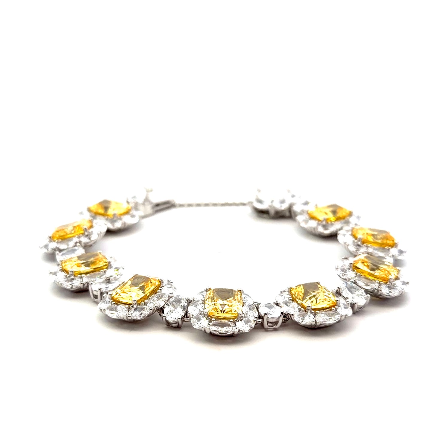 Sterling Silver Radiant Fancy Yellow Tennis