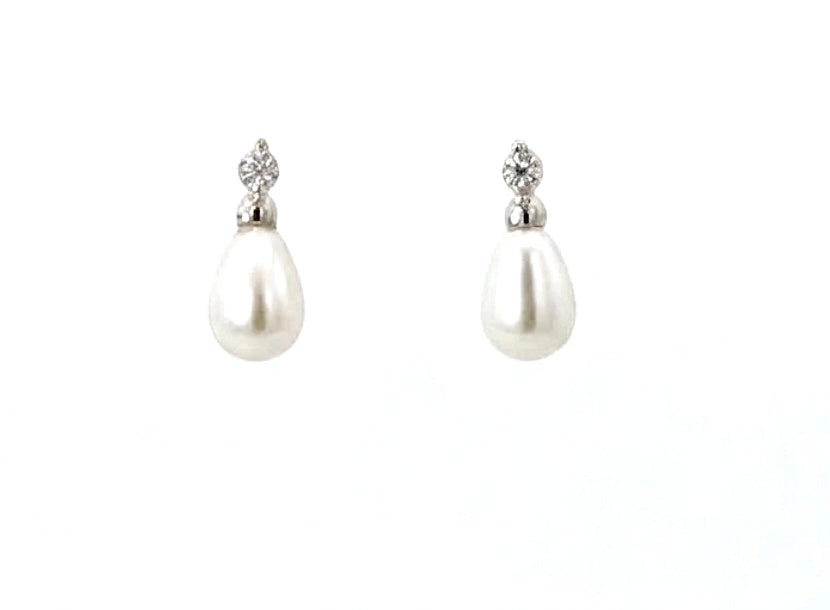 Sterling Silver Necklace & Earrings Pearl Set