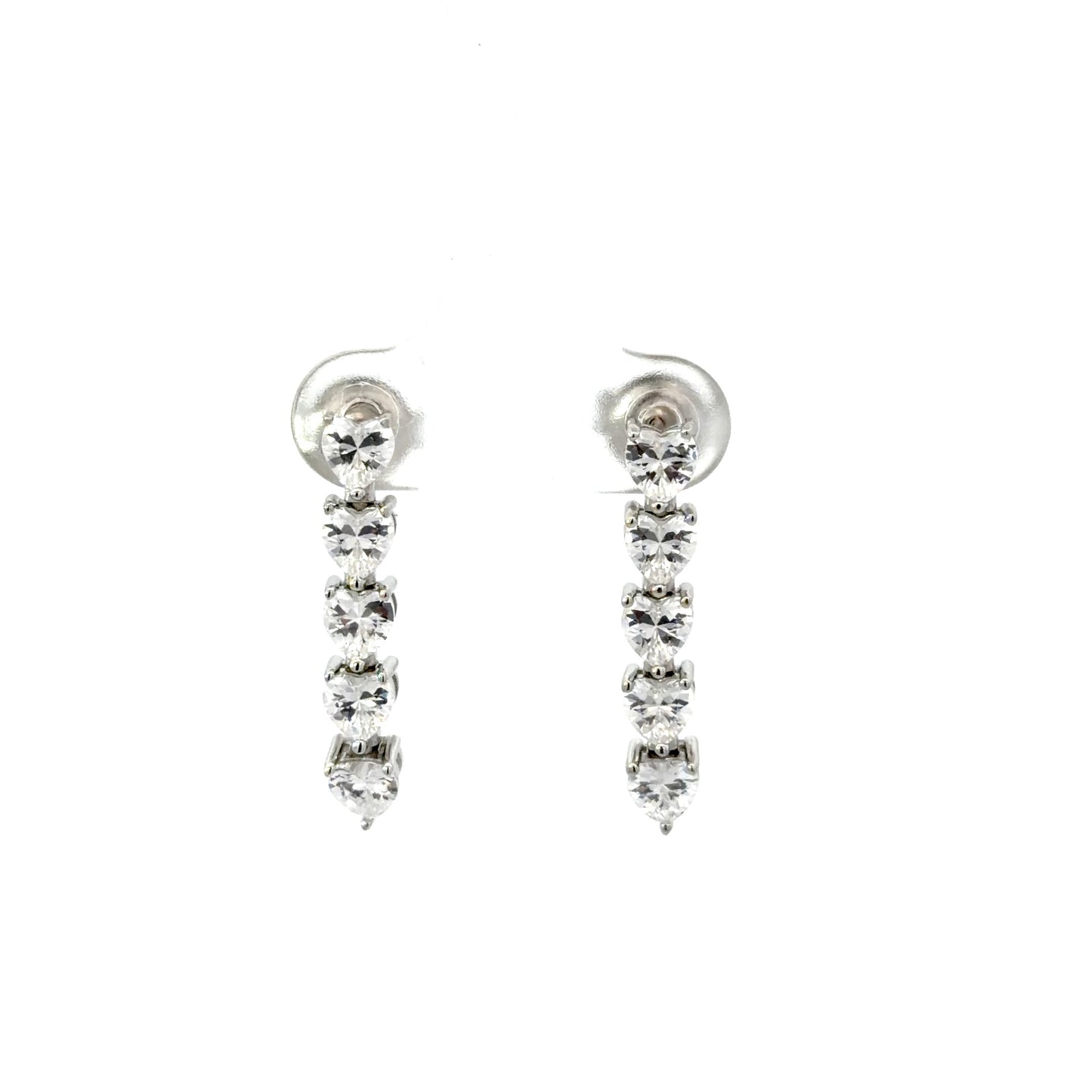 Sterling Silver Heart Shaped Drop Earrings
