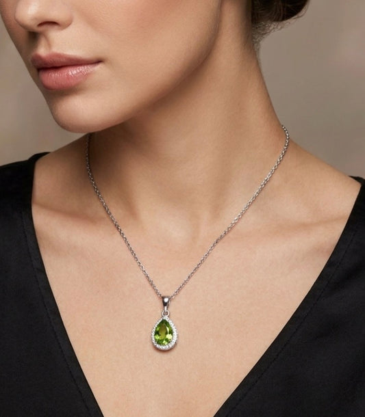 Peridot Cubic Zirconia Pendant Necklace