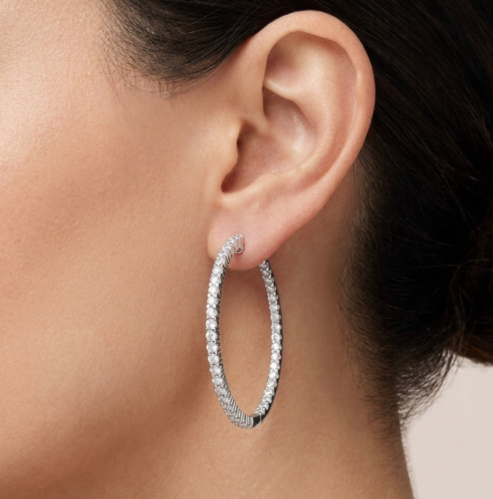 Inside-Out Round Shape 1.80-inch 3.00 ct. Hoop Earrings