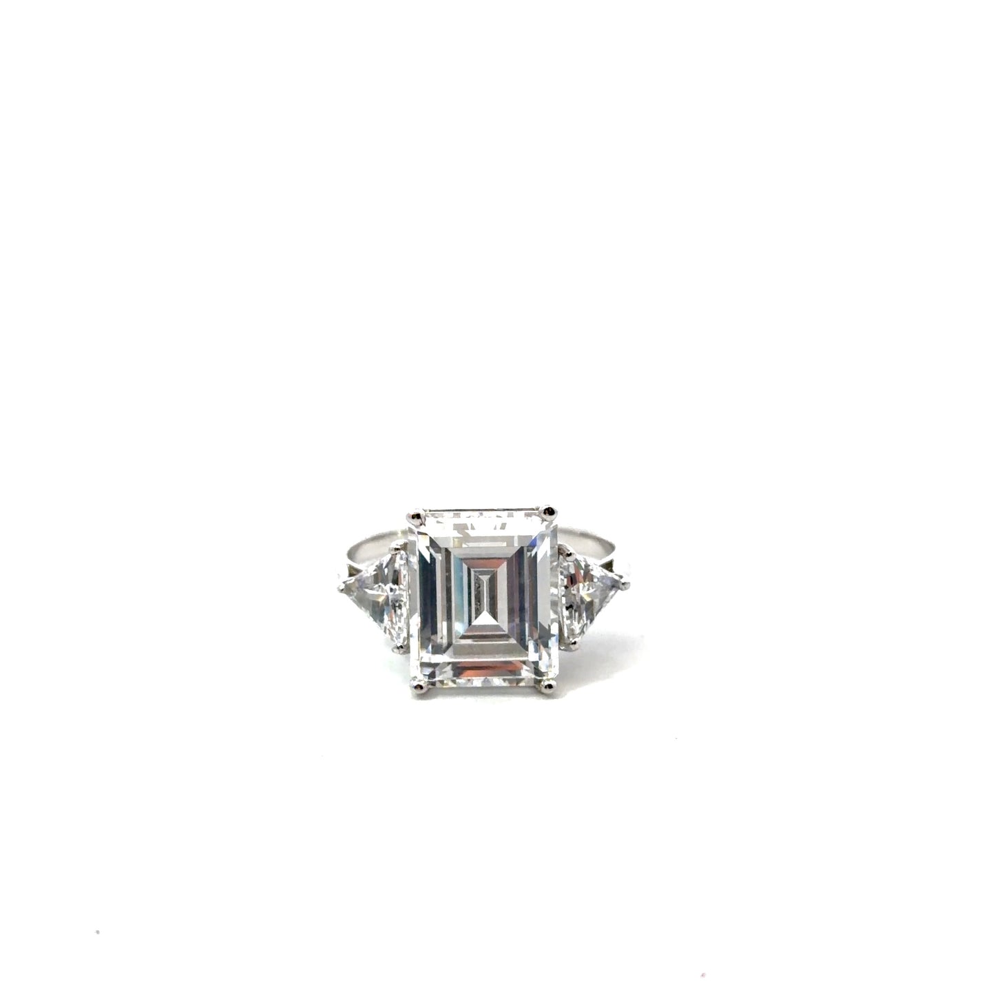Sterling Silver Three Stone Engagement Ring