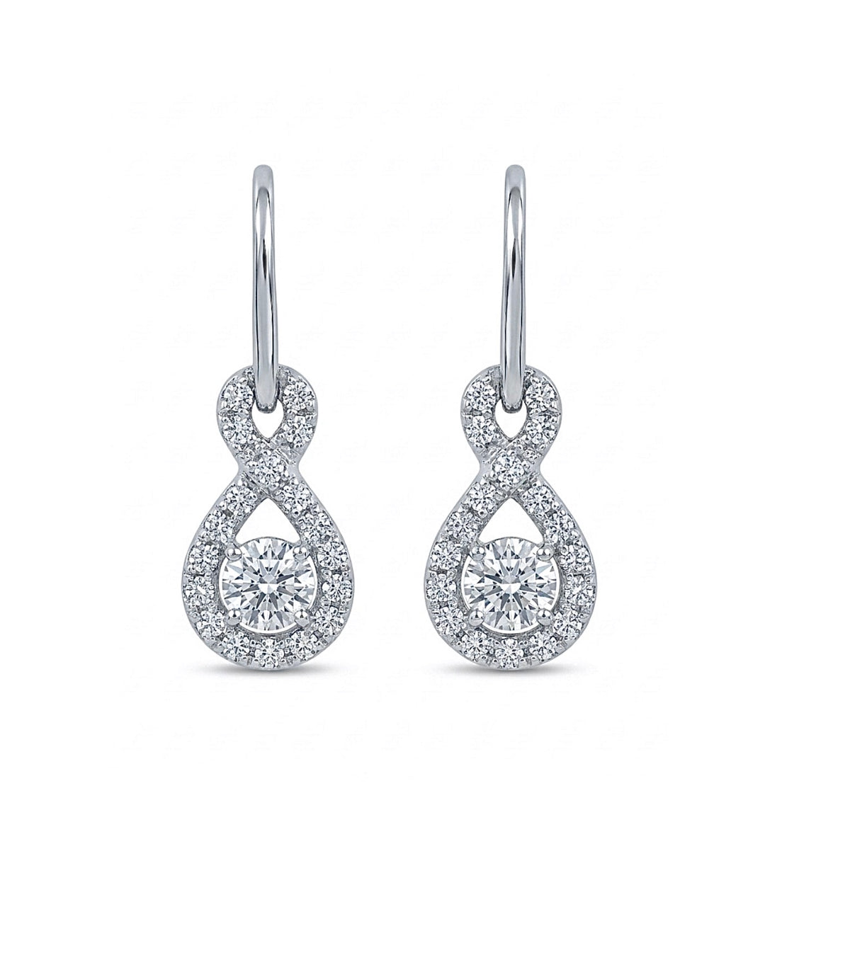 Sterling Silver Infinity Halo Drop Earrings