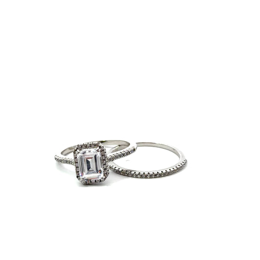 Sterling Silver Vintage Style Wedding Ring Set