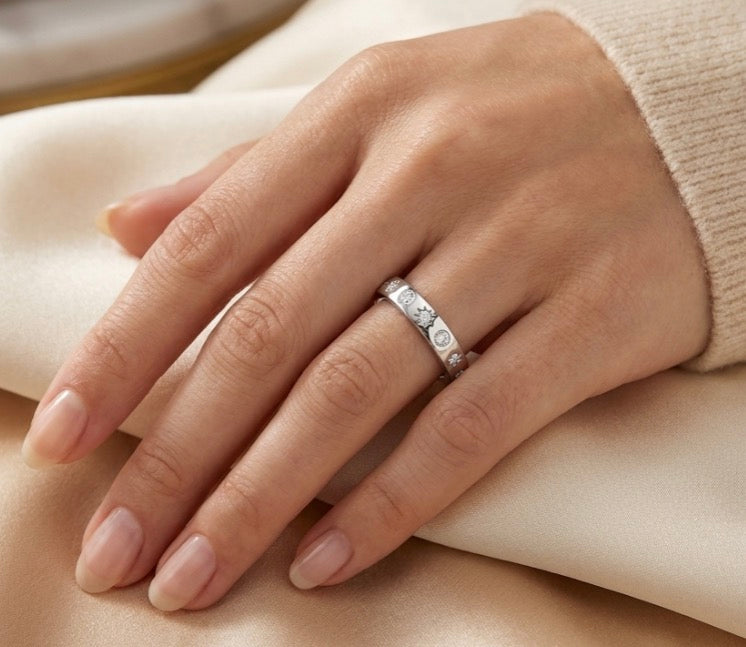 Sterling Silver Celestial- Inspired Eternity Ring