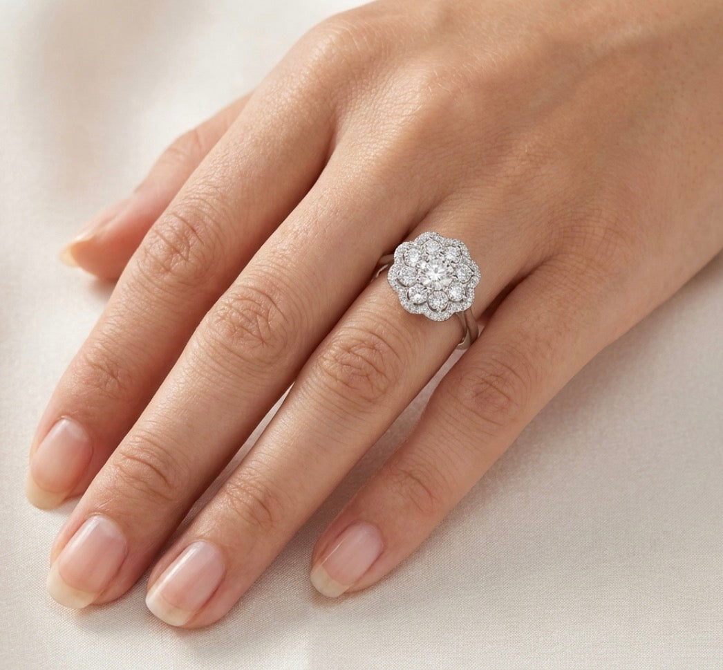 Sterling Silver Floral Design Ring