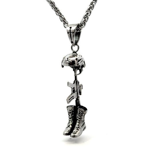 Stainless Steel Battle Cross Pendant