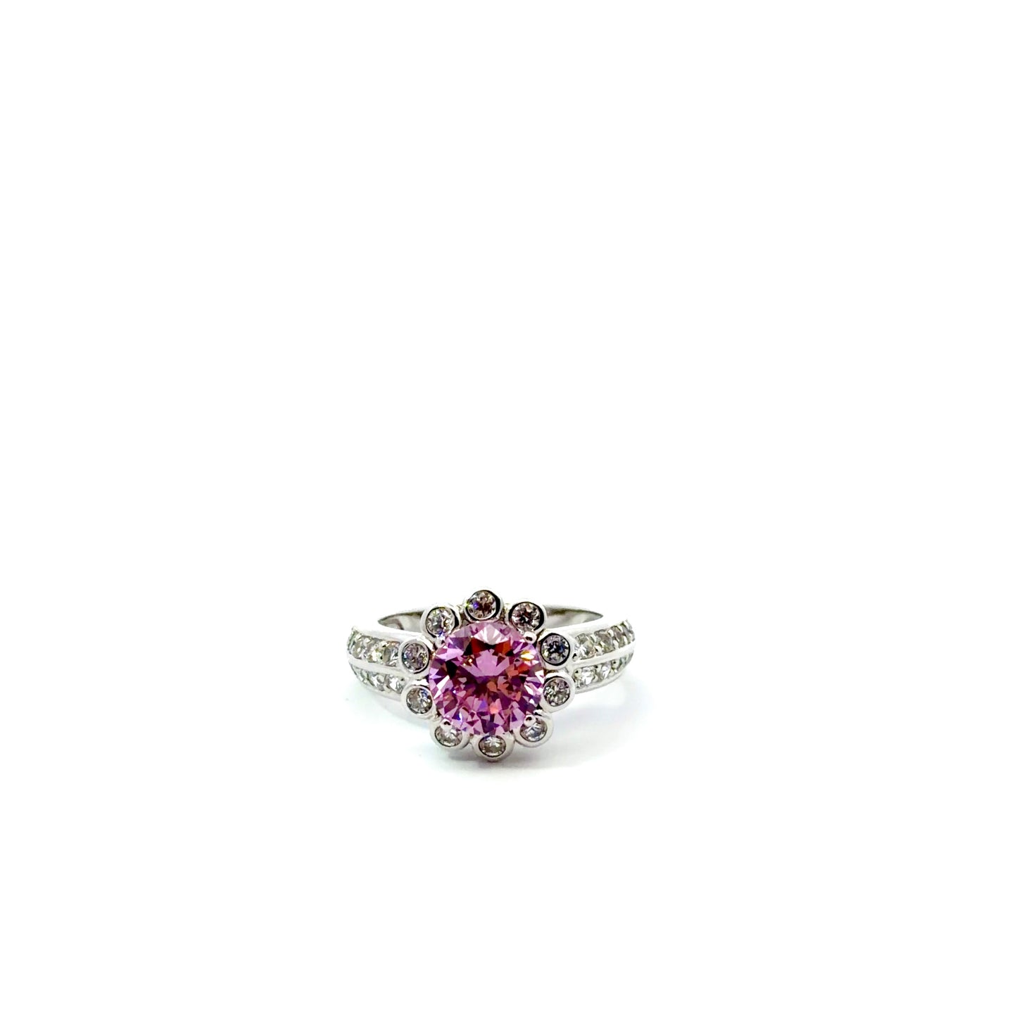 Sterling Silver Pink Cubic Zirconia Ring