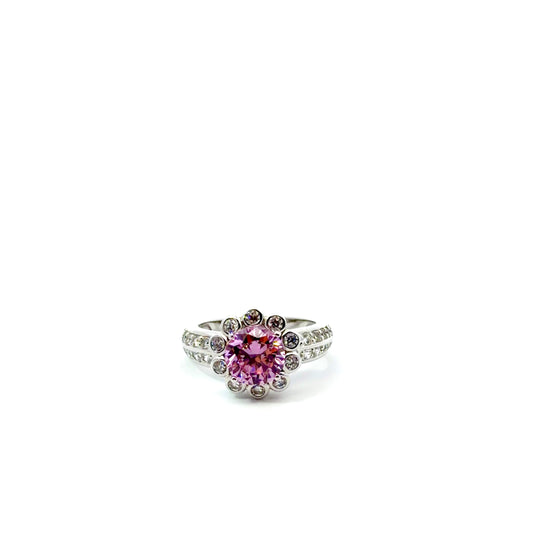 Sterling Silver Pink Cubic Zirconia Ring
