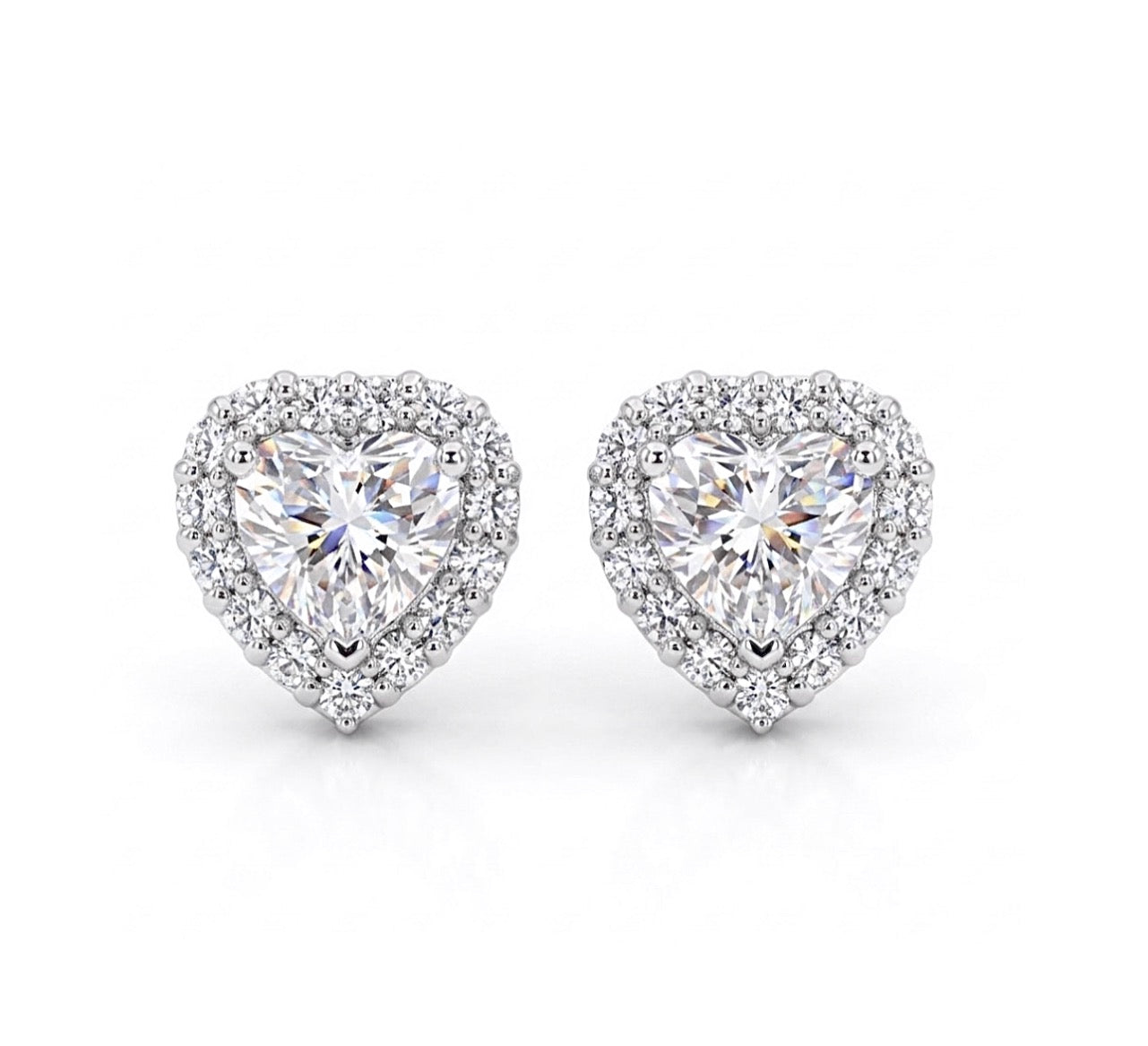 Heart Shaped Cubic Zirconia Stud Earrings
