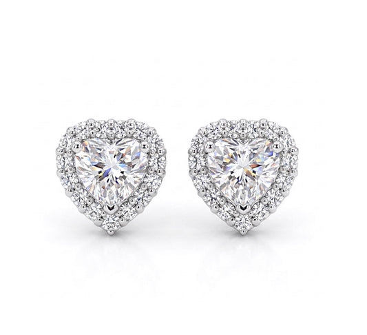 Heart Shaped Cubic Zirconia Stud Earrings