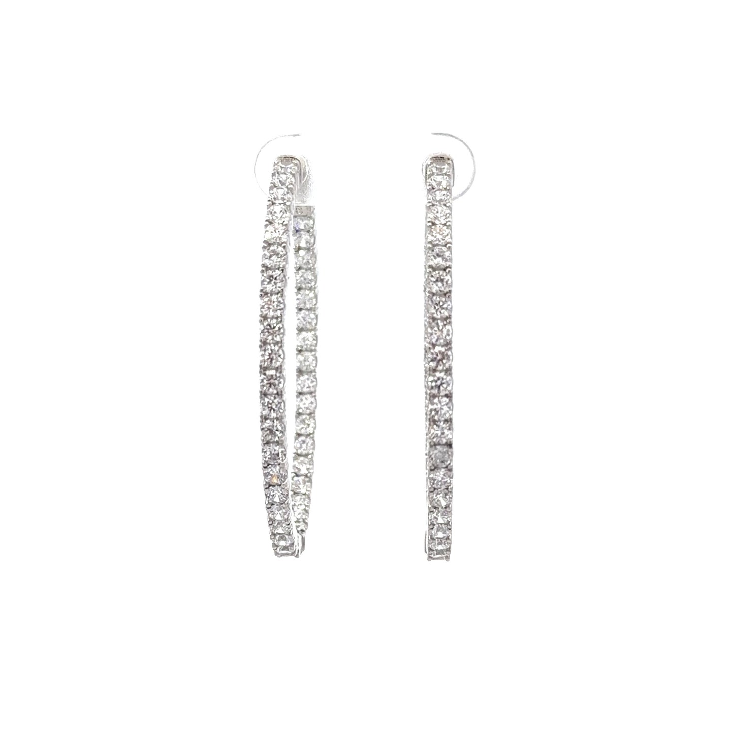 Sterling Silver Radiant Oval Hoop Earrings