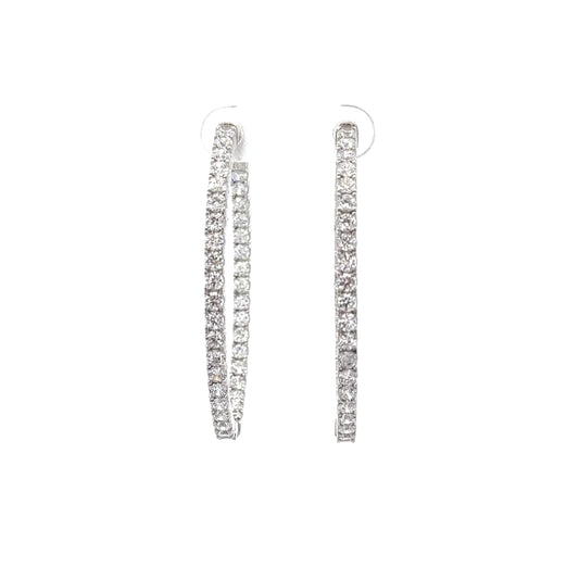 Sterling Silver Radiant Oval Hoop Earrings