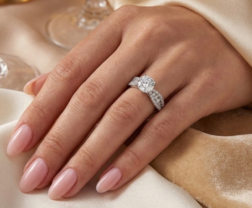 Sterling Silver 4-prong Cubic Zirconia Ring