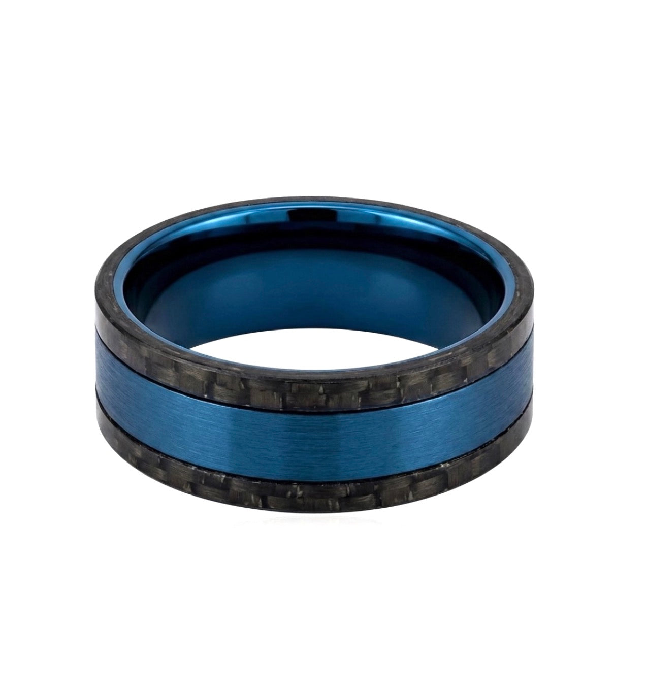 Men's Black and Blue Two-Tone
Tungsten Carbide Band