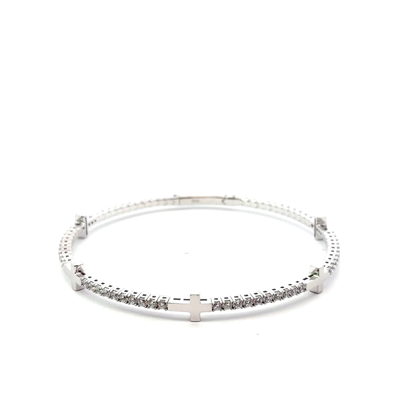 Sterling Silver Cross Design Bangle Bracelet