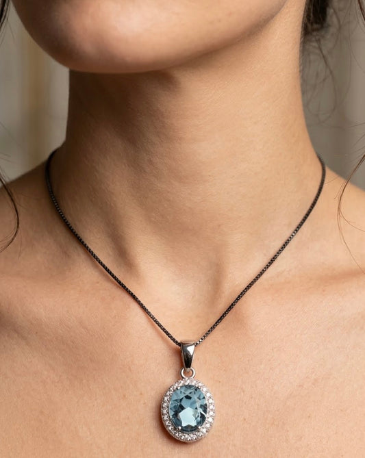 Aquamarine Cubic Zirconia Pendant Necklace