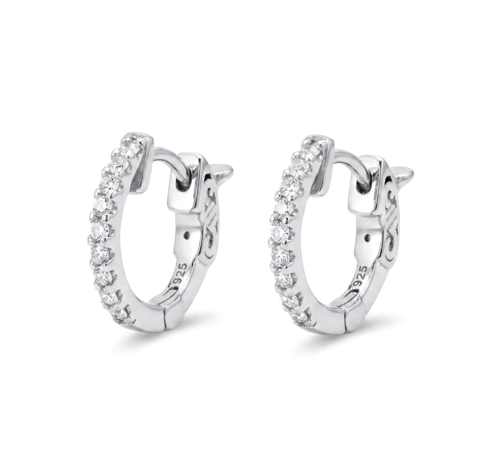 Sterling Silver 0.50-inch 0.18 ct.Huggie Hoop Earrings