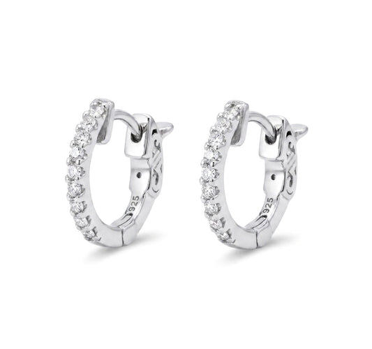 Sterling Silver 0.50-inch 0.18 ct.Huggie Hoop Earrings