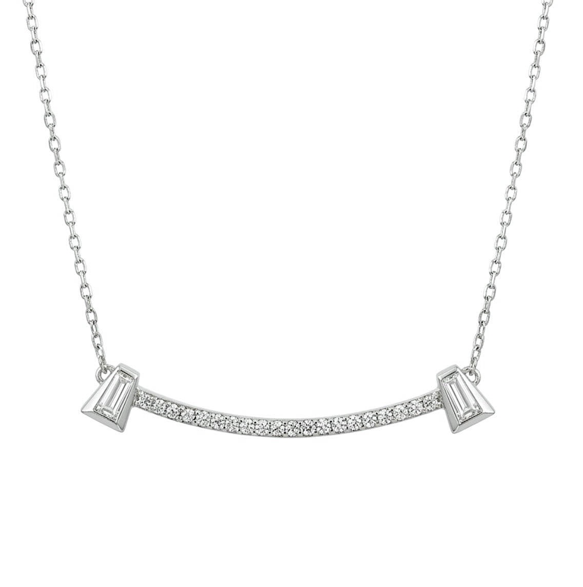 Sterling Silver Curved Bar Necklace