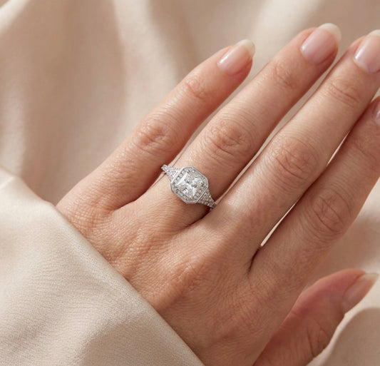 Sterling Silver Cushion-cut Cubic Zirconia Ring