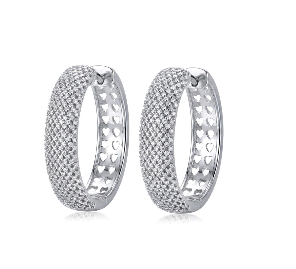 Pave 1 1/2- inch  Hoop Earrings