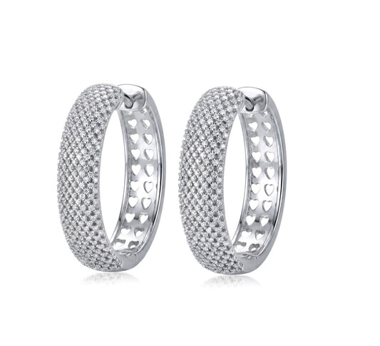 Pave 1 1/2- inch  Hoop Earrings
