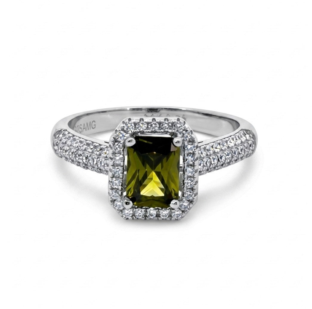 Sterling Silver Emerald-cut Peridot Ring