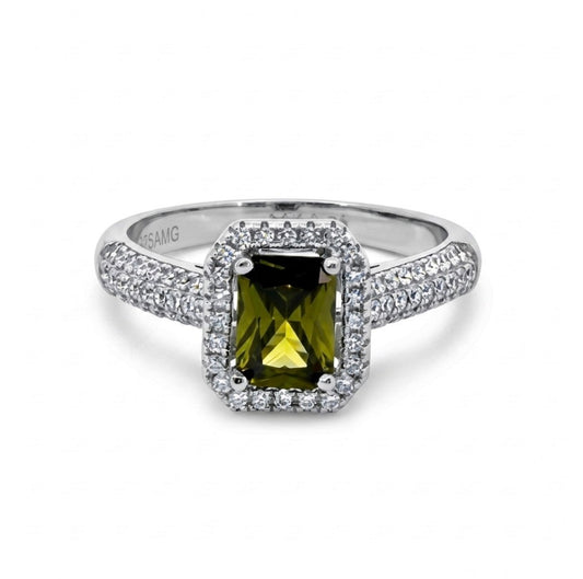 Sterling Silver Emerald-cut Peridot Ring