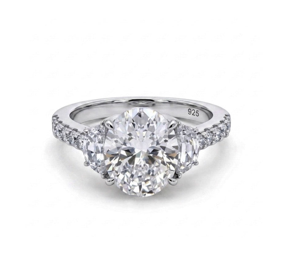 Sterling Silver Oval-cut stone  Ring