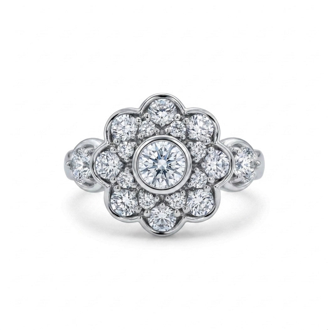 Sterling Silver Floral Design Ring