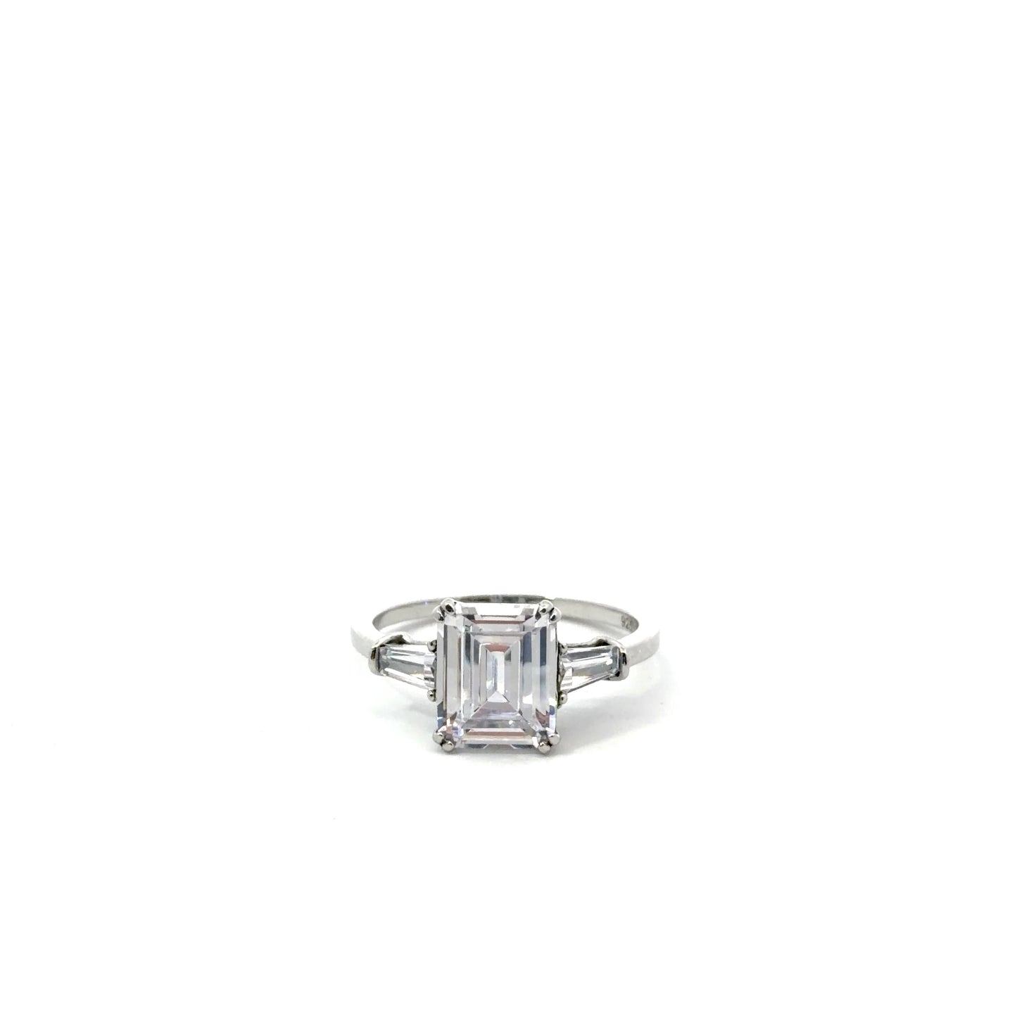 Sterling Silver Three-Stone Engagement Ring