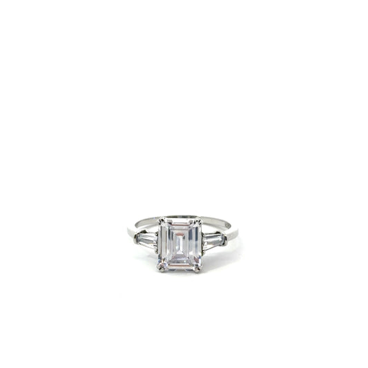 Sterling Silver Three-Stone Engagement Ring