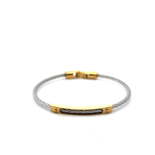 Stainless Steel with Gold Cable Bracelet