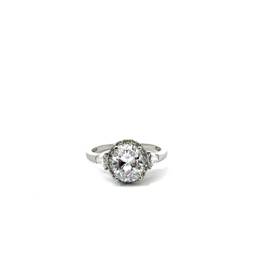 Sterling Silver Oval Halo Ring