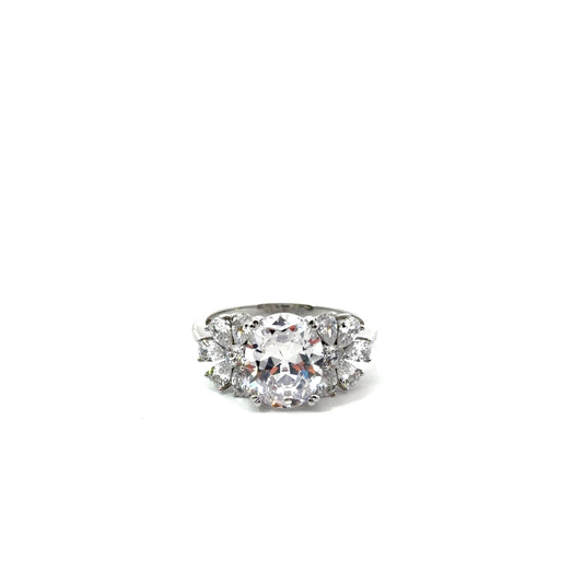 Sterling Silver Radiant Floral Design Ring