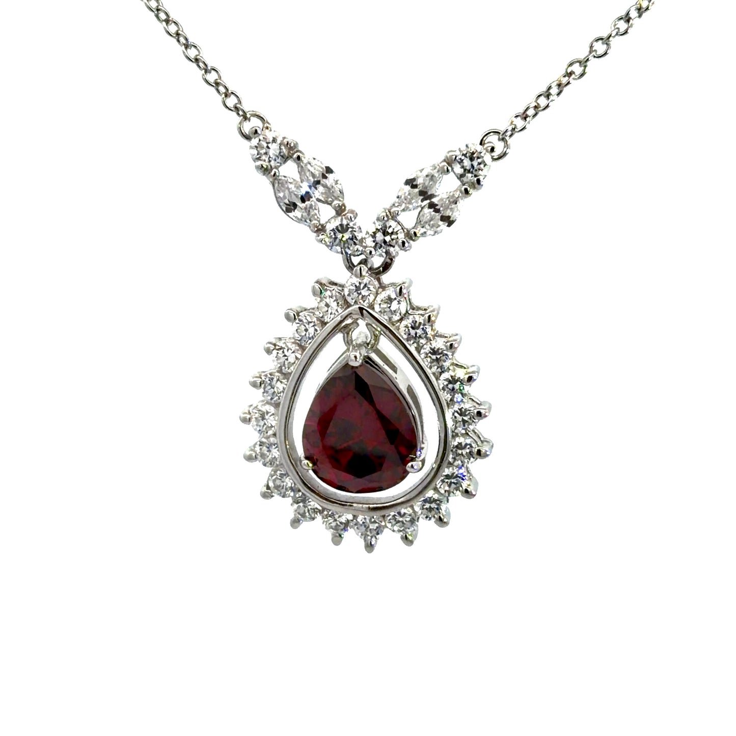 Pear Cut Ruby Pendant Necklace