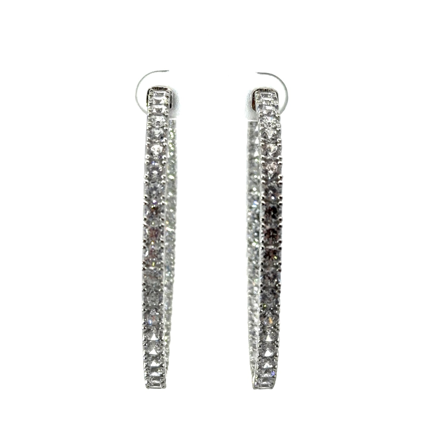 Sterling Silver Cubic Zirconia Hoop Earrings