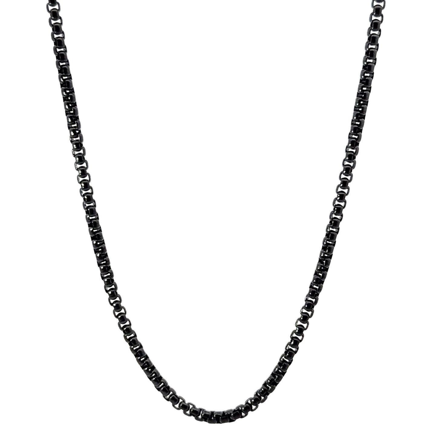 Men's Matte Black Stainless Steel Round Box Chain Necklace