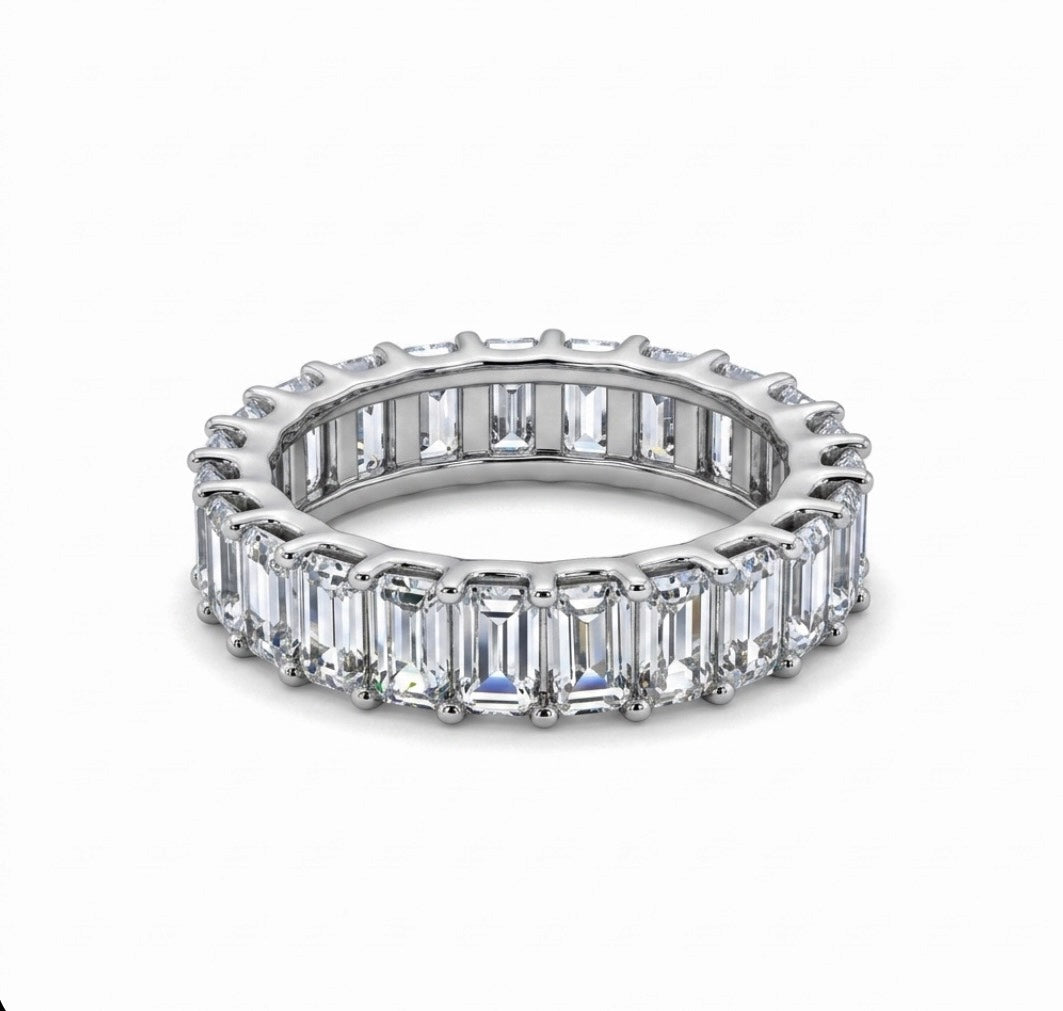 Sterling Silver Emerald-Cut Ladies Band