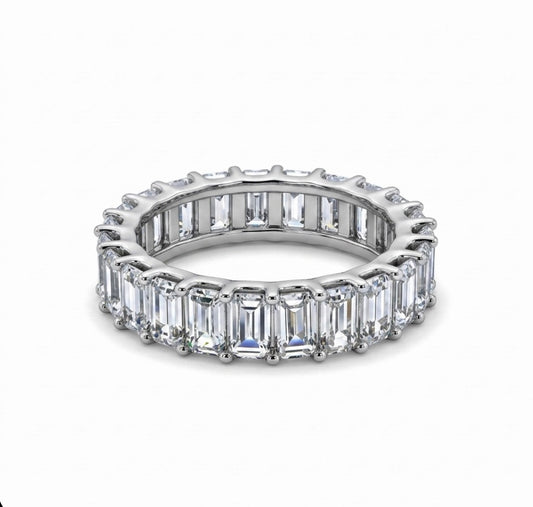 Sterling Silver Emerald-Cut Ladies Band