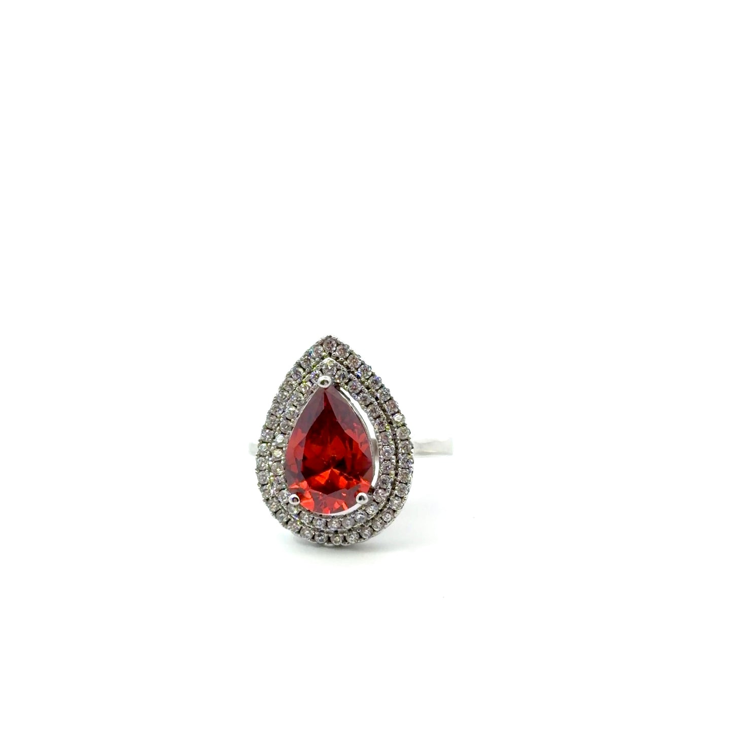 Sterling Silver Pear Cut Ruby Ring