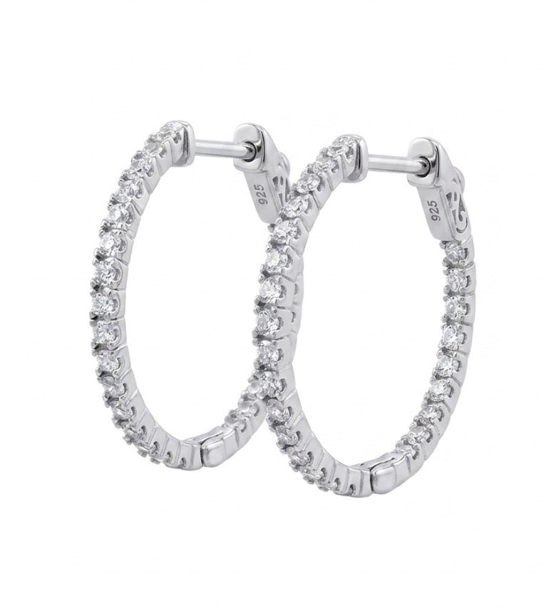 Inside-Out Round Shape  0.95-inch 1.00 ct .Hoop Earrings