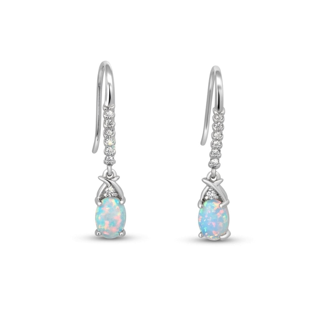 Sterling Silver French Hook Opal Earrings