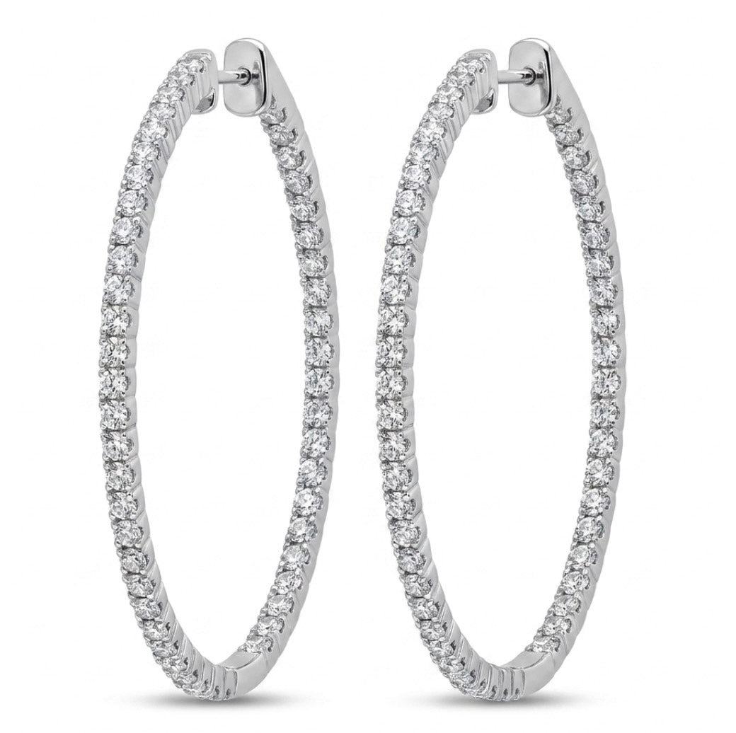 Inside-Out Oval Shape 1.87-inch 1.32 ct Hoop Earrings
