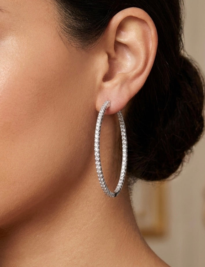 Inside-Out Oval Shape 1.87-inch 1.32 ct. Hoop Earrings